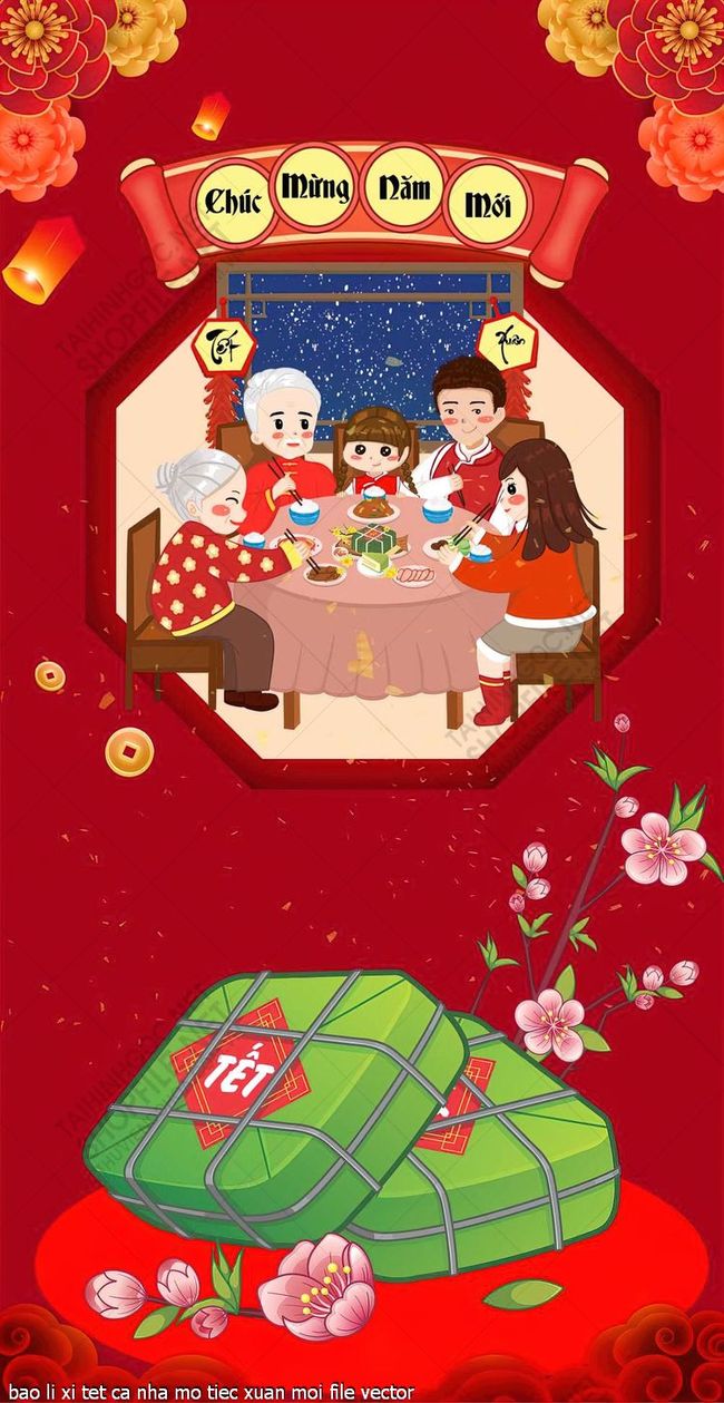 bao li xi tet ca nha mo tiec xuan moi file vector